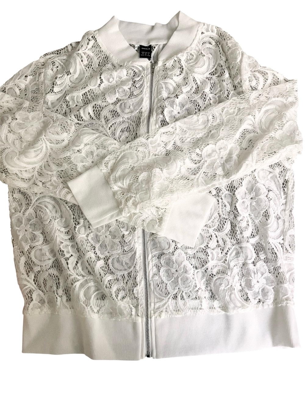 White Lace Bomber Jacket - Lightweight Women's Coat